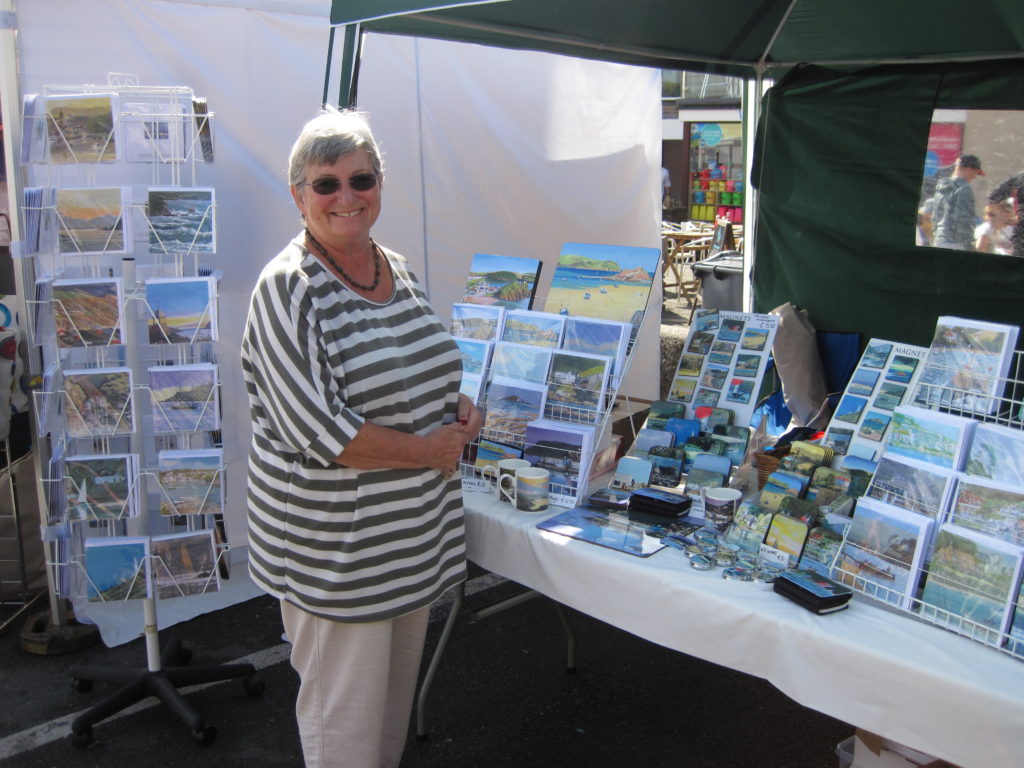 Anne and our stand at the Salcombe Regatta Art Day